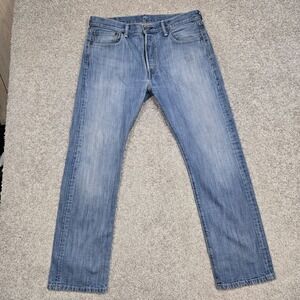 Levis 501 Jeans Mens 33x30 Blue Denim Straight Button‎ Fly